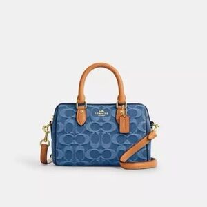 Coach Mini Rowan Crossbody Bag In Signature Denim NWT